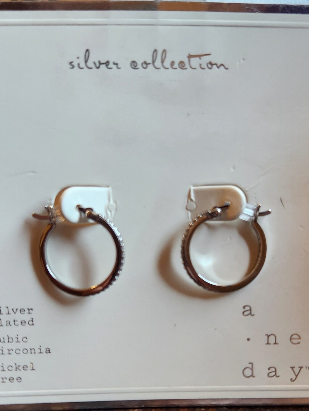 a new day Silver-Tone Cubic Zirconia Mini Hoop Earrings